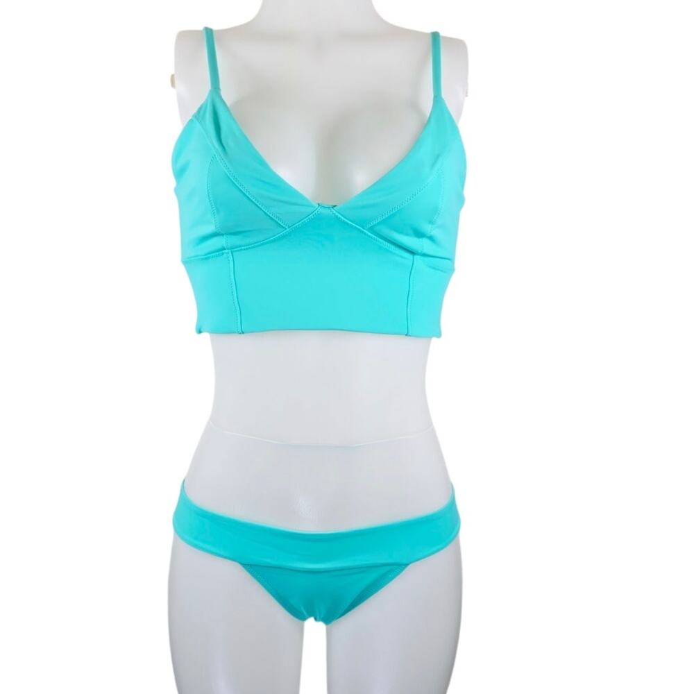 Victoria Secret Pink Blue Green Bikini Set Summer Poolside Women's L